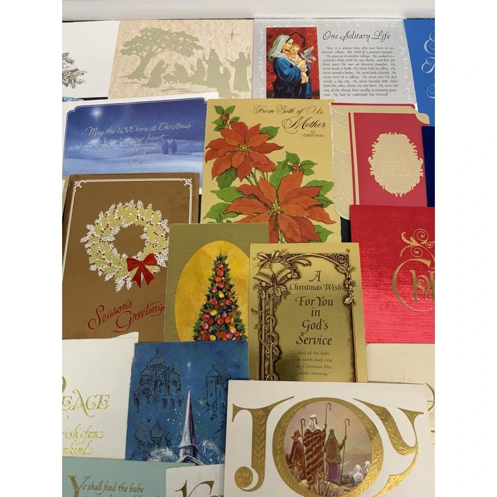 Vintage Metallic Christmas Cards Fronts ONLY for Scrapbooking Crafts Lot of 50+